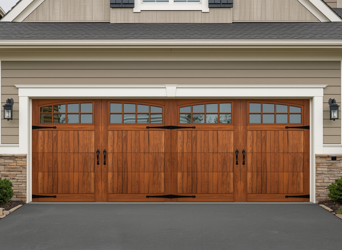 Carriage House Style Door by Rapid Garage Door — Traditional wooden carriage house design with classic hardware in Akron, OH